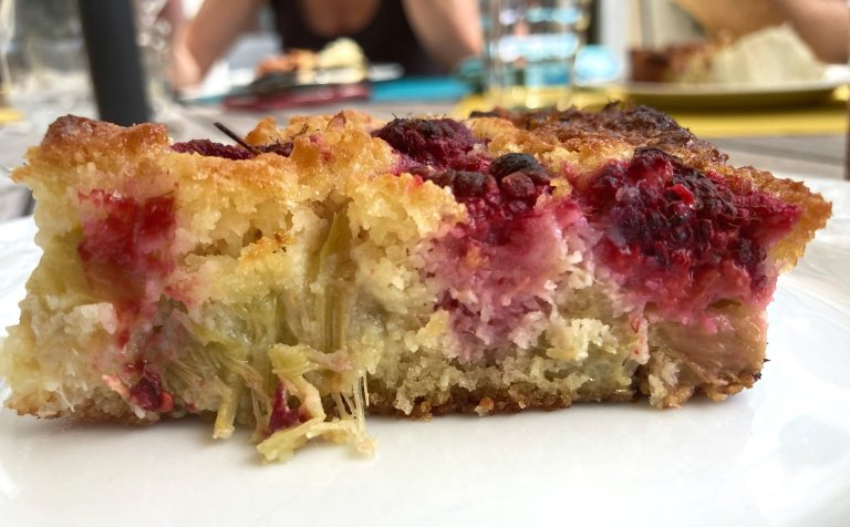 recette de gâteau coco framboise rhubarbe