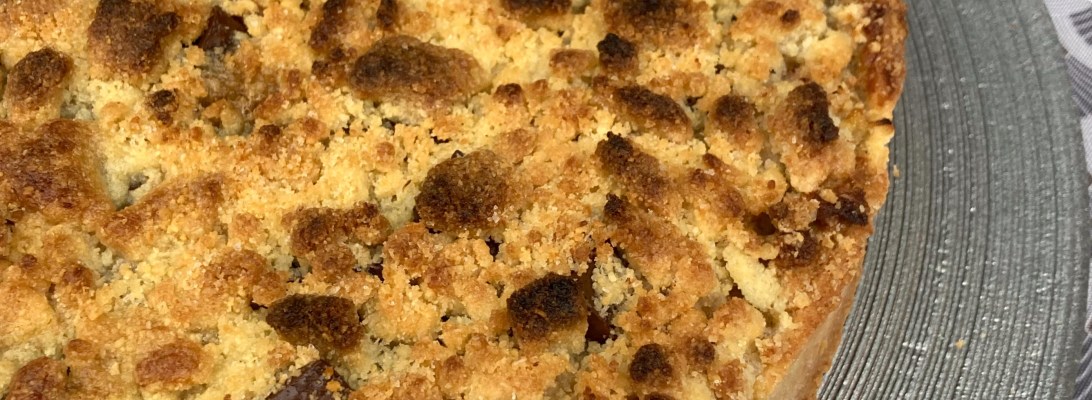 tarte streusel poire amande chocolat